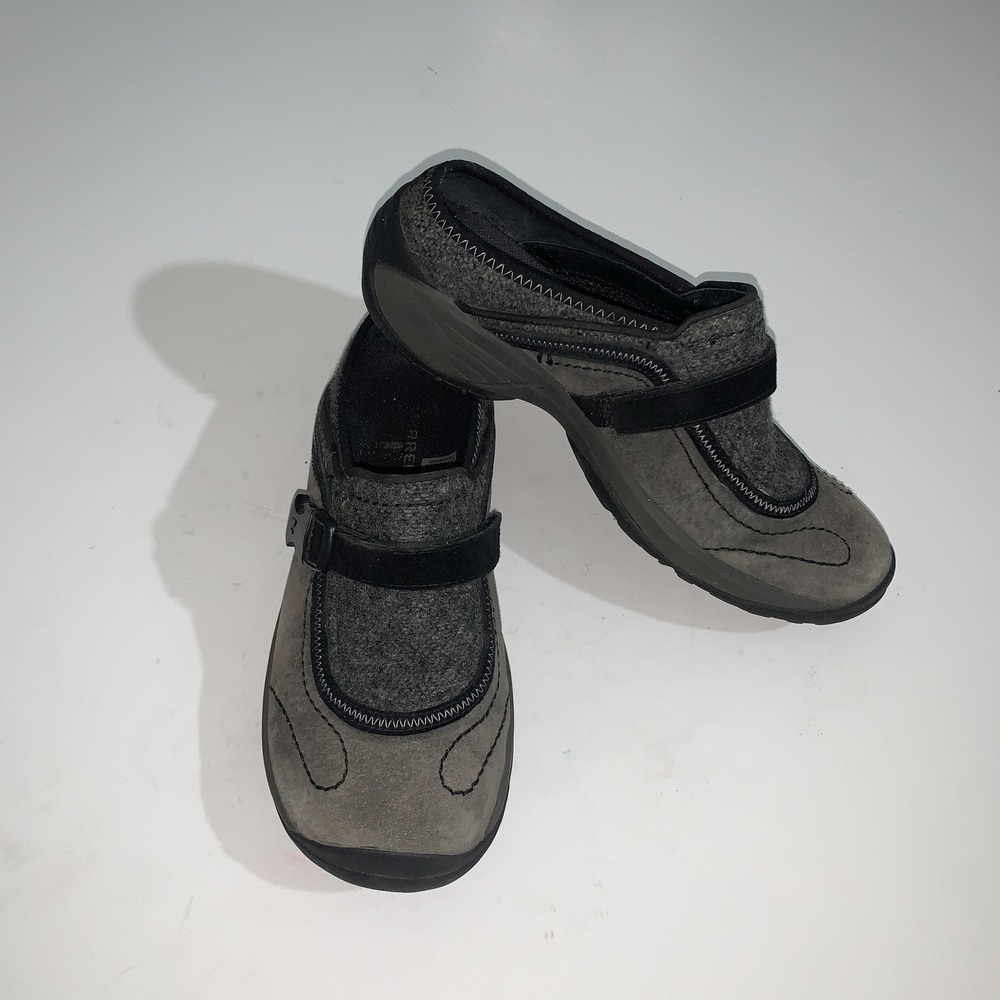 Merrell Encore Sidestep Shadow Mules Shoes Womens 8 Gray Suede Clogs Comfort